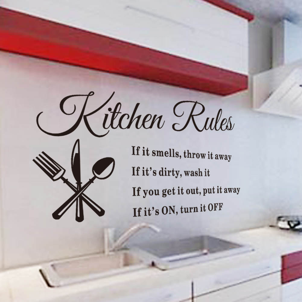 Muurstickers Kitchen rules door sign pvc vinyl quotes lettering words wall stickers Kitchen Room decoration home decor decal art