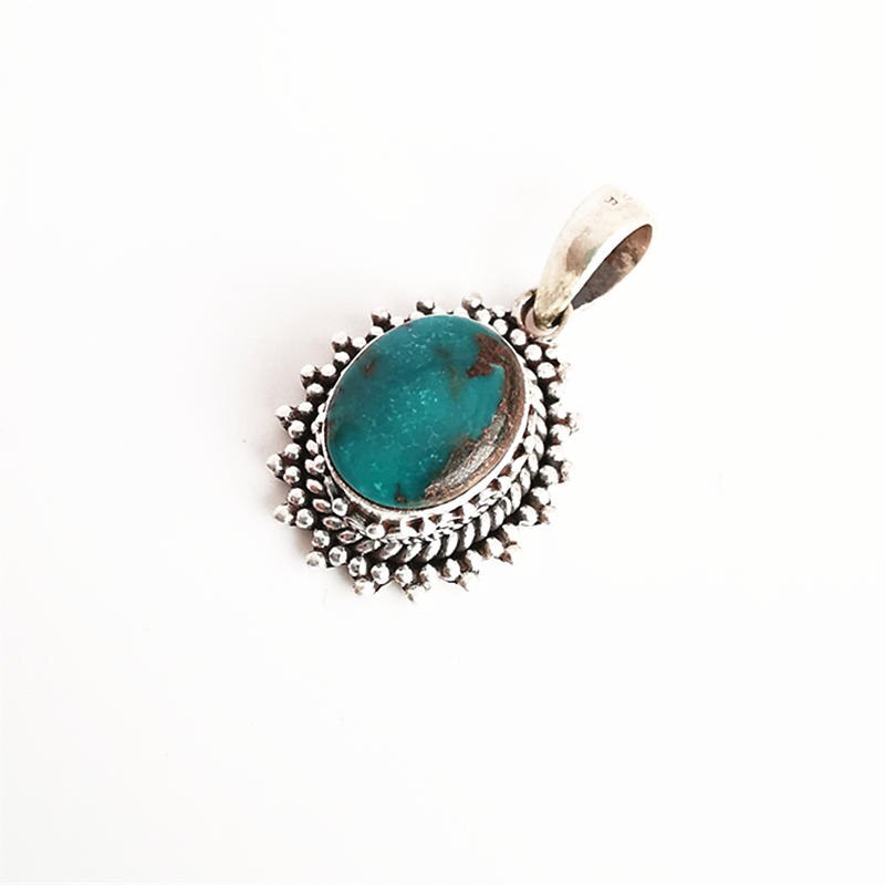 Bijoux en argent véritable népal 925 breloques en argent sterling incrustées de turquoises naturelles  t9072