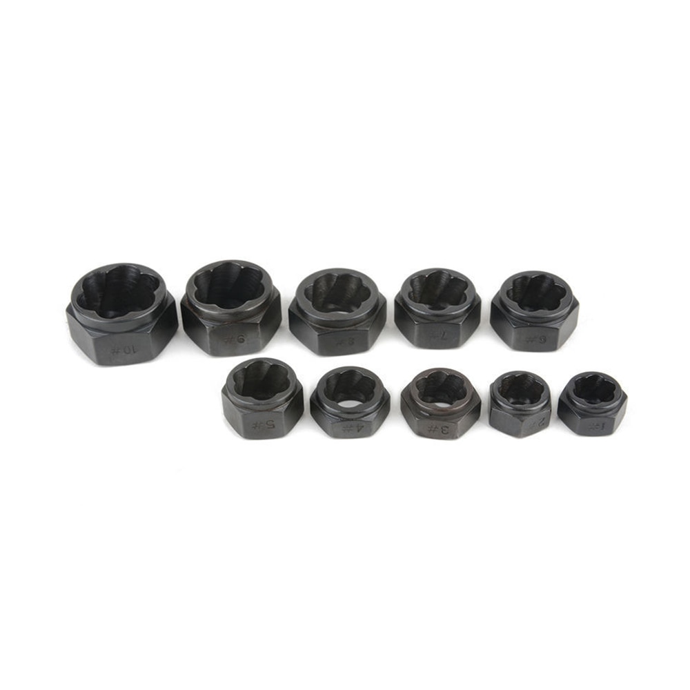 10Pcs Damaged Nut Bolt Remover 9-19Mm Car Garage Mechanics Equipment Tool Extractor Threading Hand Tools Kit For Home