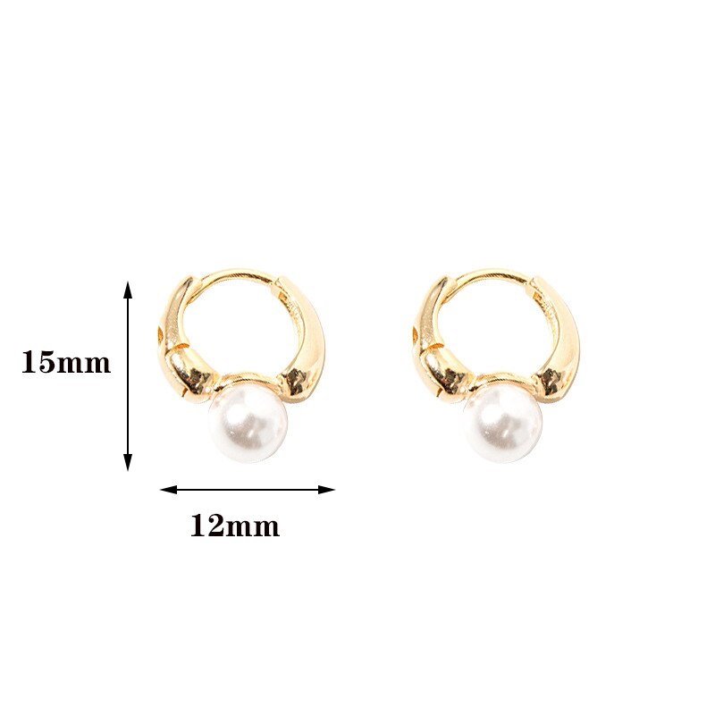 Pendientes de aro pequeños con perlas para mujer, aretes pequeños minimalistas, Color dorado, 2022: Gold