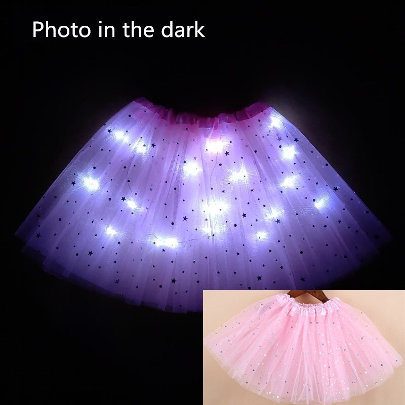 Style Mesh Skirt With Light Glows Children's Birthday Year Party Fun Girl's Skirt LED Strange Sky Blue: Pink