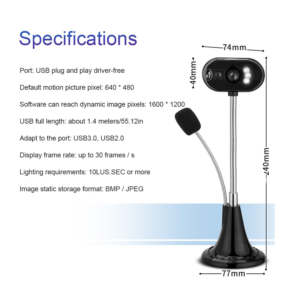 Mini Camera Computer Webcam 480P Webcam Met Microfoon Usb Mini Webcam Voor Pc Laptop Online Conferentie Computer Accessoires: Default Title
