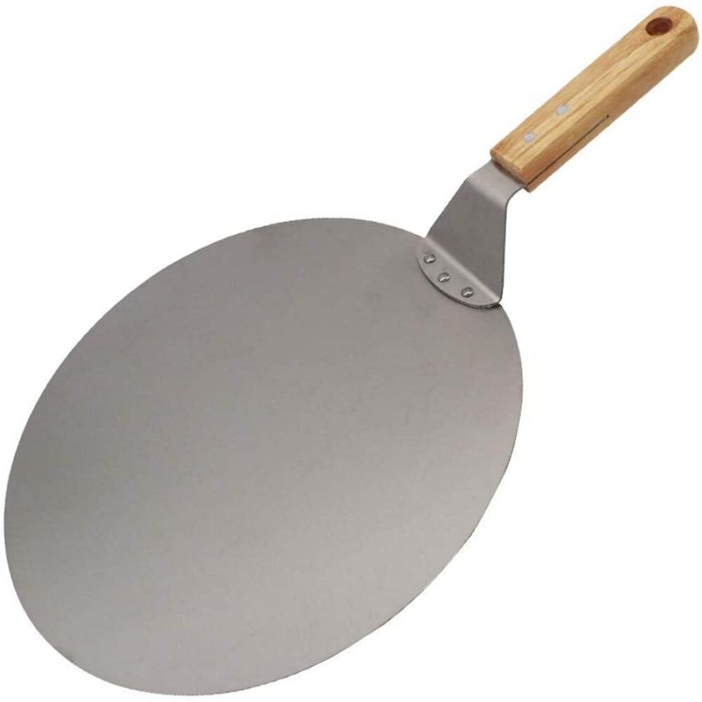 Drehen Pizza schälen 10/12 Zoll Edelstahl Runde Pizza Platte mit Holz Griff Zubehör für Backen Hausgemachte Pizza und Brot