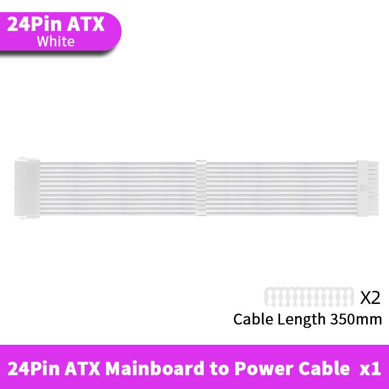 TEUCER 350mm przedłużacz ATX EPS PCI-E do płyty głównej procesora GPU 24PIN 4 + 4PIN 6 + 2PIN 8PIN przedłużacz zasilacza: Jasny Żółty