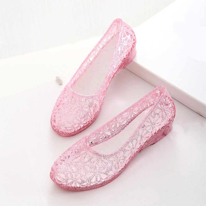 Summer Womens Sandals Flat Jelly Shoes Hollow Out Slip-On Loafers Female Soft Comfort Casual Shoes Ladies Footwear: pink / 6