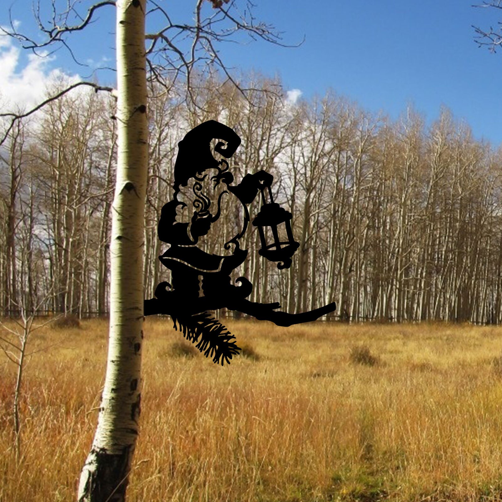 Gnome Decoration Metal Art Garden Backyard Tree Art Silhouette Exquisite Crafted Silhouettes Decoration For Garden Backyard