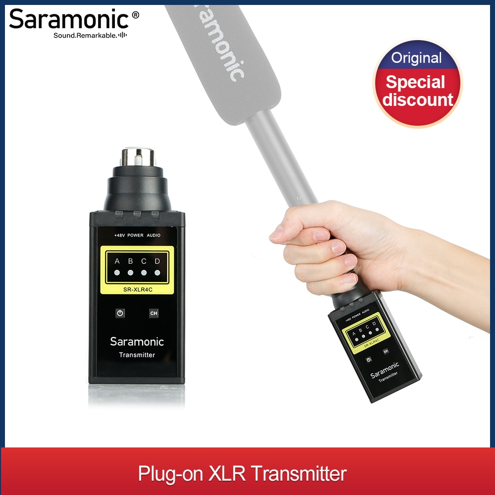 Transmisor XLR enchufable Saramonic (SR-XLR4C) para el sistema inalámbrico SR-WM4C