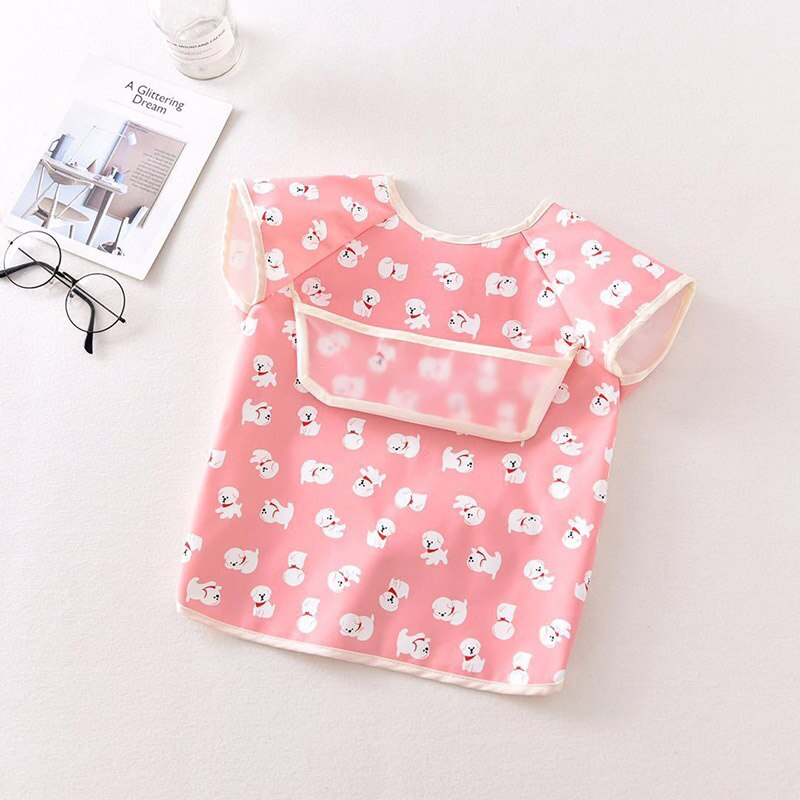 Cute Baby Bibs Short Sleeve Children Apron Waterproof Washable Clothing For Kids Baby Feeding Bibs