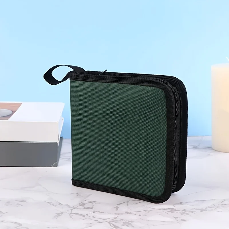 Zipper Discs Storage Case, Holds 40 CDs/DVDs, Portable Discs Case Holder, Home & Travel Use - Keep Your Discs Organized!: army green