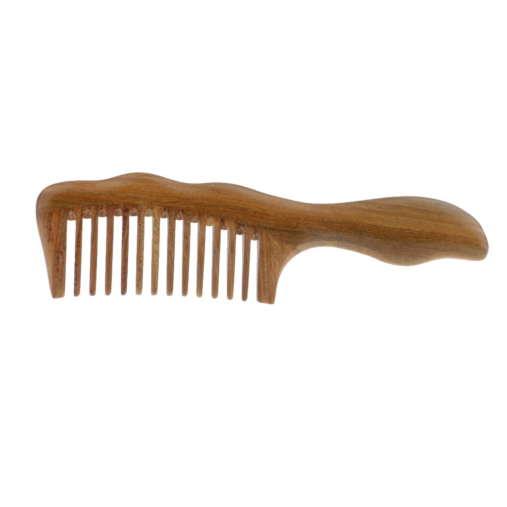 Pro brosse à cheveux en bois bois, peigne à dents large en bois de santal vert, brosse de Massage antistatique du cuir chevelu de poche