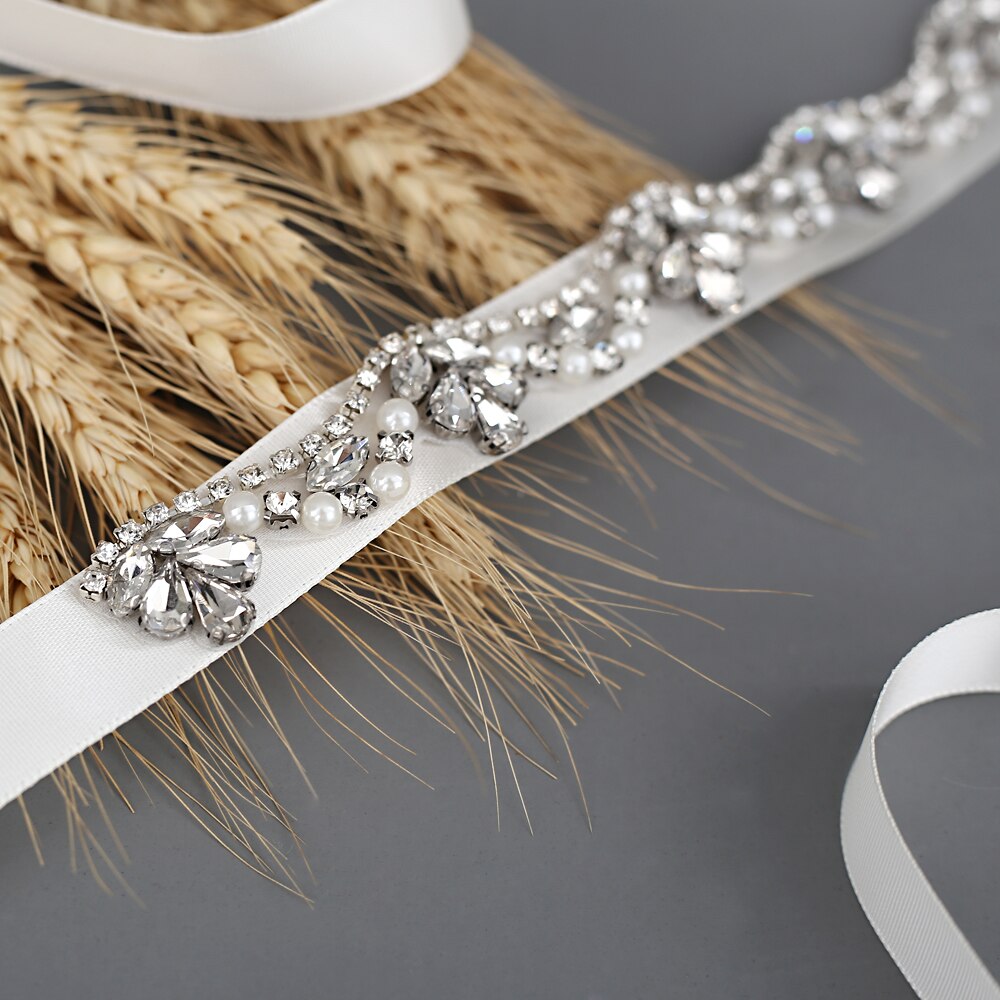 Perle brudekjole bælte juvel brude bælte rhinsten bryllup sash diamant brude tilbehør plus size rhinsten bælte scs 421