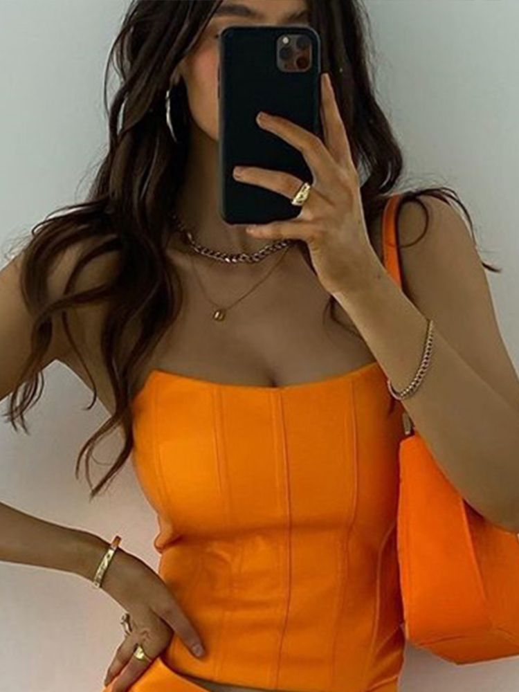 Udsalg! sommer crop top kvinder fiskeben dobbelt lag pink pu læder sexet crop top dame klubtøj fest: S / Champagne