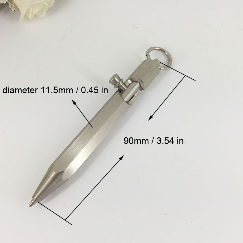 ACMECN – Mini stylo à bille Hexagonal en acier inoxydable, avec porte-clés, mignon, court 39g, de noël, Mini stylo 1736S