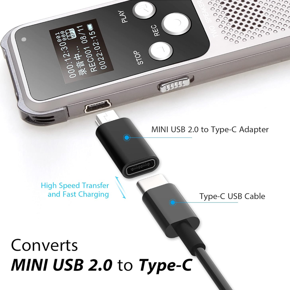  ﻿ 2/3 stuks Type C naar Mini USB Adapter USB C Vrouwelijk naar MiniUSB Mannelijk Oplaad- en Gegevensconverter Geschikt voor GoPro Hero 3+ MP3 Camera