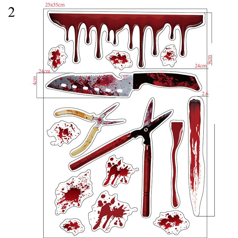 Horrible Halloween Bloody Handprint stickers Wall Window Door Home Decal Stickers Halloween Party Decoration Haunted House Prop: 2