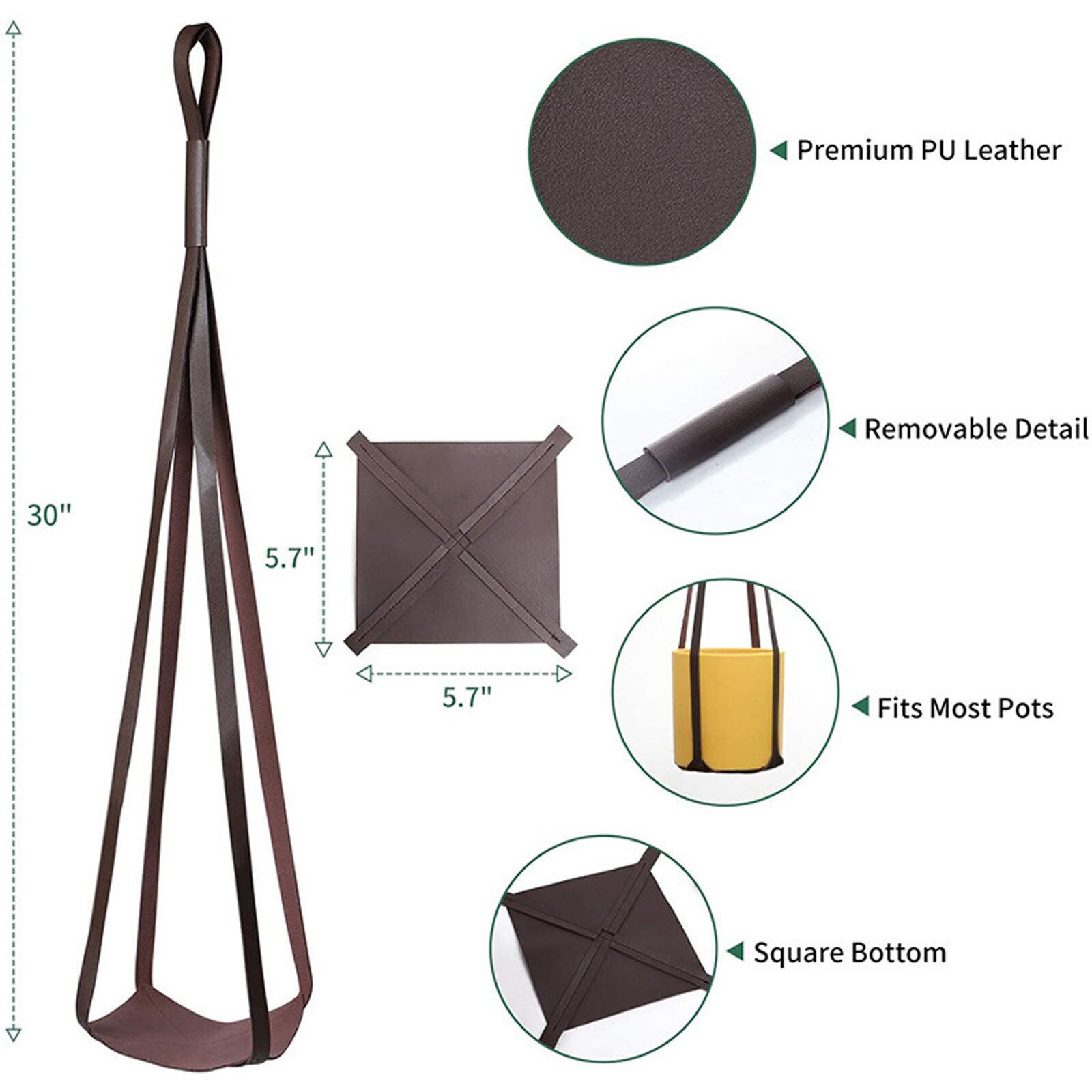 30@ Leather Plant Hanger Baskets Planter Flower Pot Hanging Holder Garden Decoration Outdoor Pots And Planters Pot De Fleur