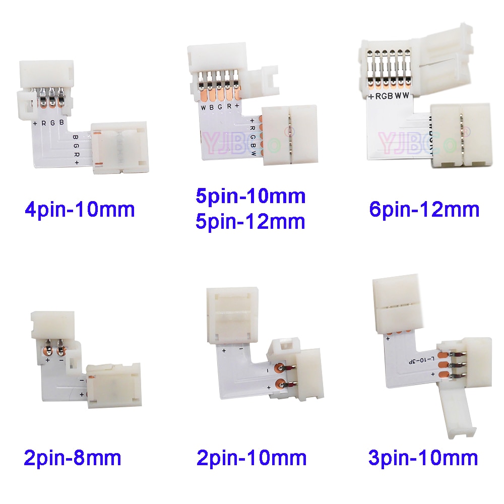 10 stk 2 pin 3 pin 4 pin 5 pin 6 pin l form led stik til tilslutning af hjørne retvinklet rgb rgbw rgbww 2811 2812 5050 led strip