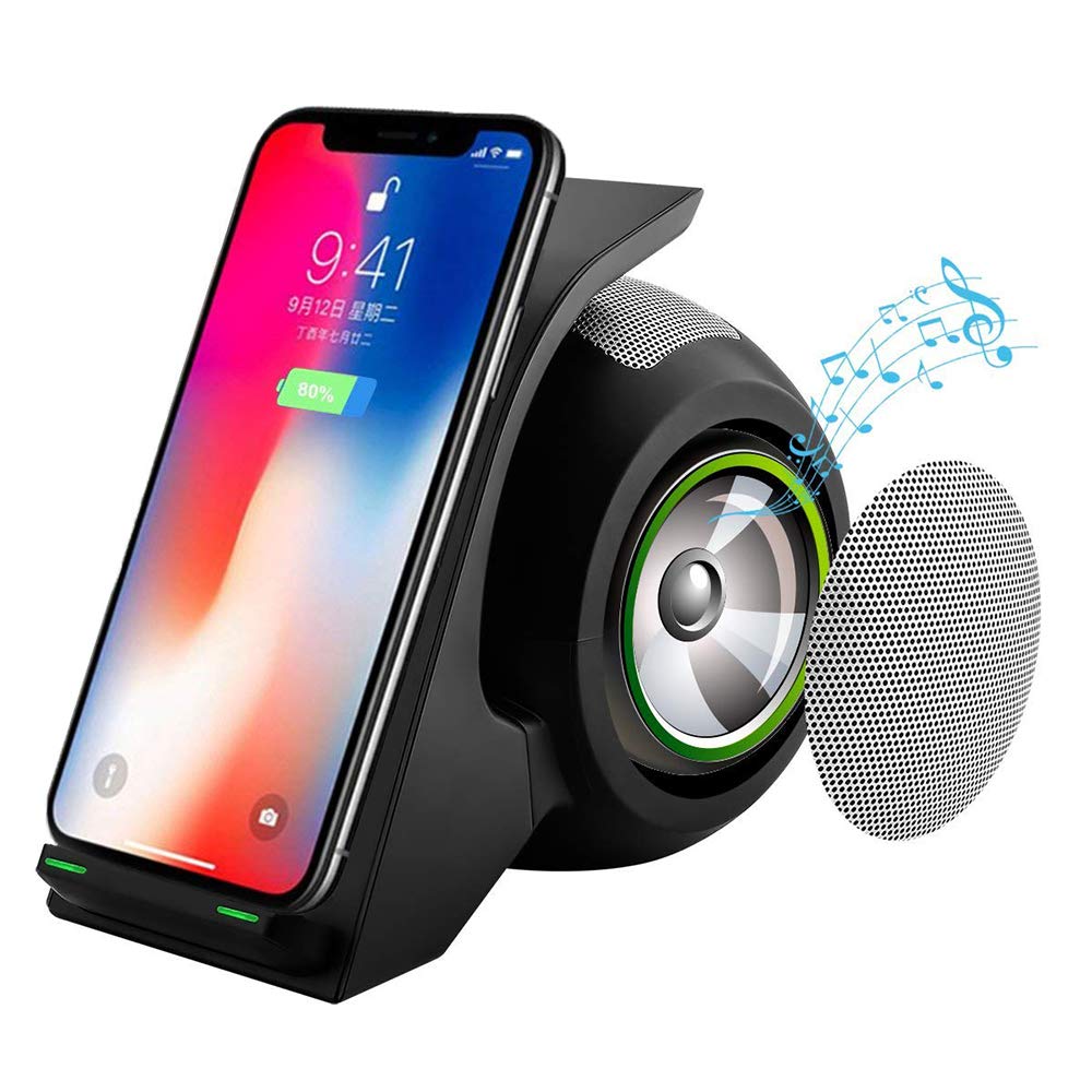 10W Draadloze Oplader Bluetooth Speaker Voor Iphone X Xr Xs Max Samsung S9 S10 Plus Huawei P30 Pro Draadloze charge Stand Dock