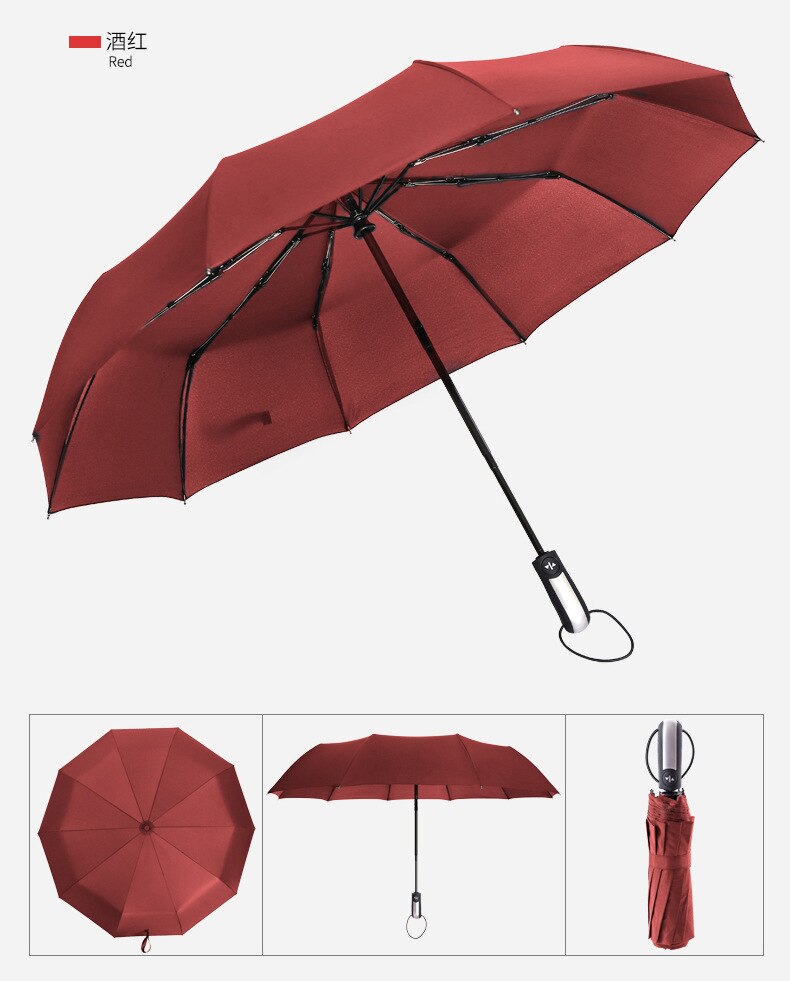 Wind Resistant Folding Automatic Umbrella Rain Two Individuals Use Luxury To Increase The umbrella Men Black Coating 10K Parasol