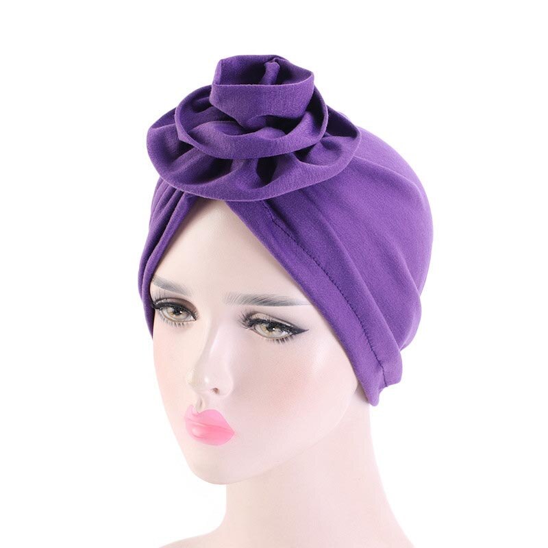 Soild Floral Floral Women Turban Hat bohemian top flower turban african twist headwrap Ladies Hair Accessories India Hat