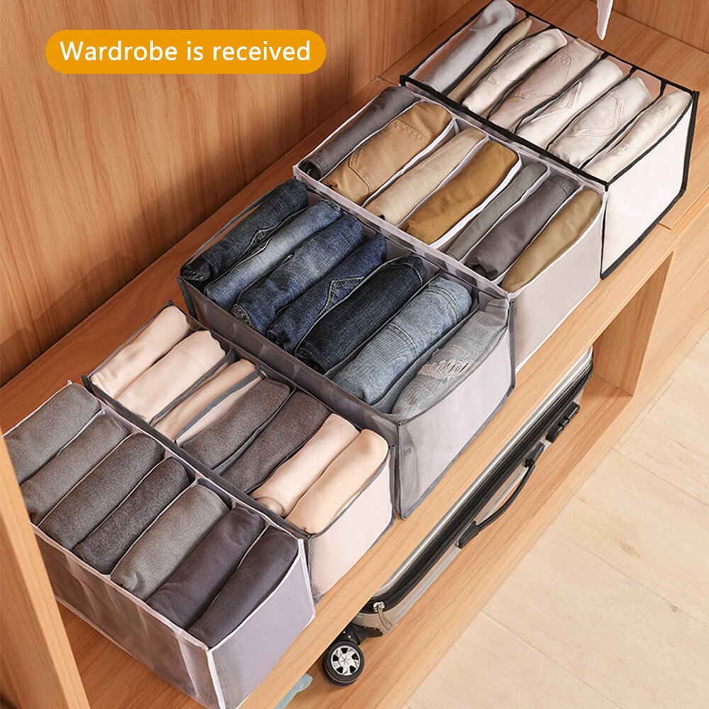 Boîte de Rangement à Compartiments pour Jeans, boîtier de séparation de placard à vêtements, pantalons empilables, diviseur de tiroir, lavable, organisateur de maison