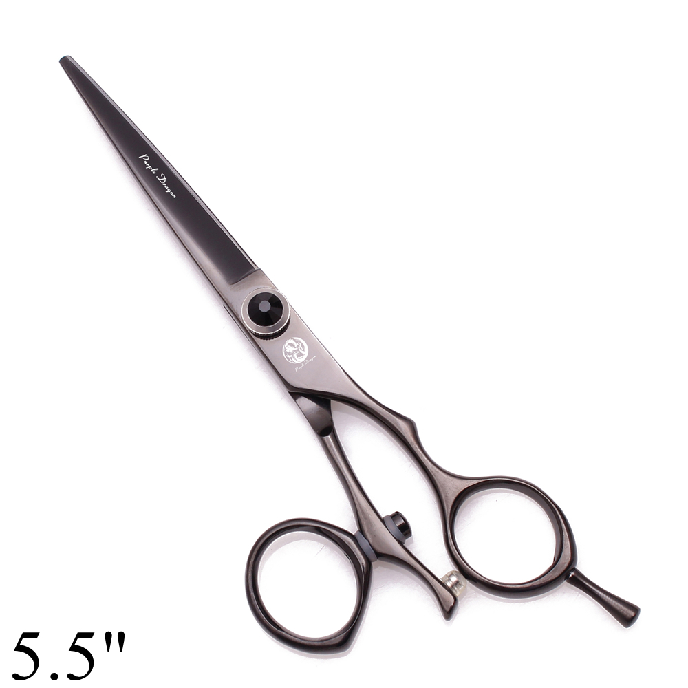 Tijeras profesionales de peluquería 5,5 "6" dragón púrpura JP 440C tijeras de corte de pelo de pulgar giratorio tijeras de adelgazamiento de peluquero Z9019: violet
