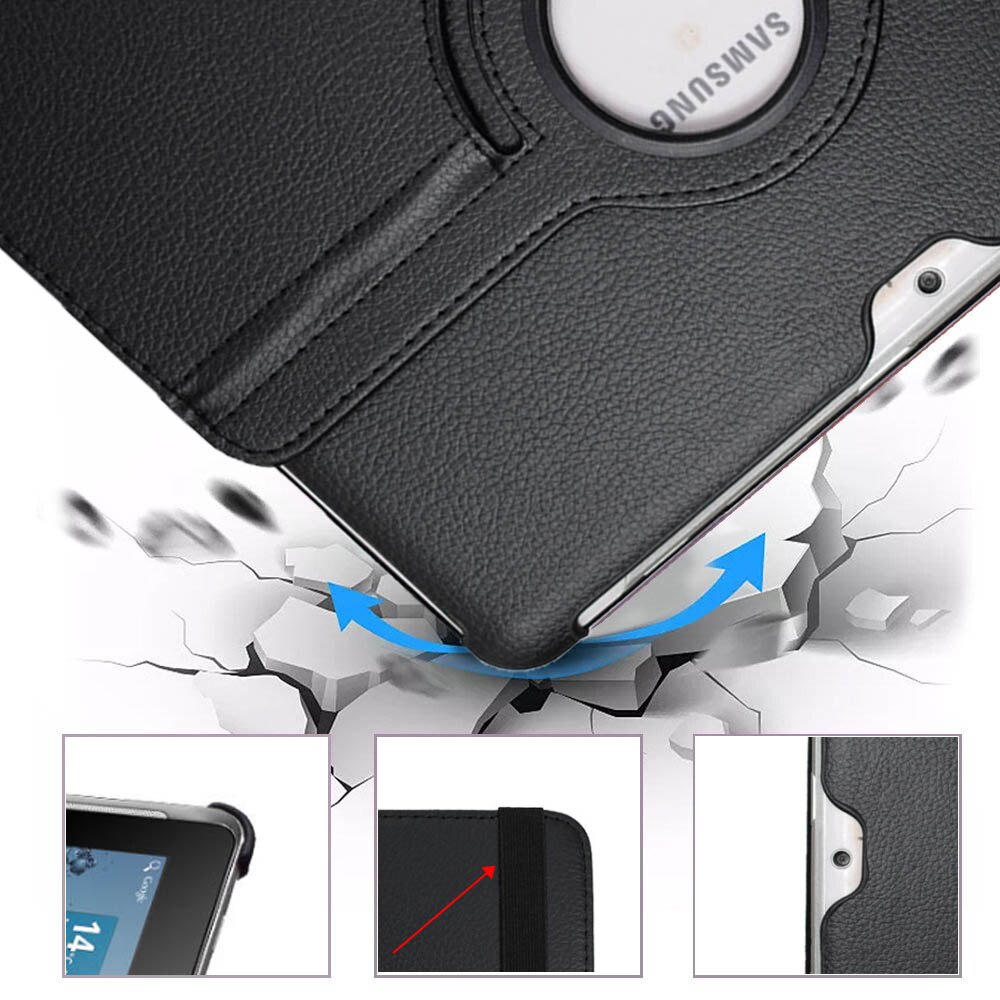 Funda giratoria para tableta Samsung Galaxy Tab 2 360, GT-P5100 de GT-P5110, GT-P5113 de cuero PU, soporte de prevención de caídas, 10,1