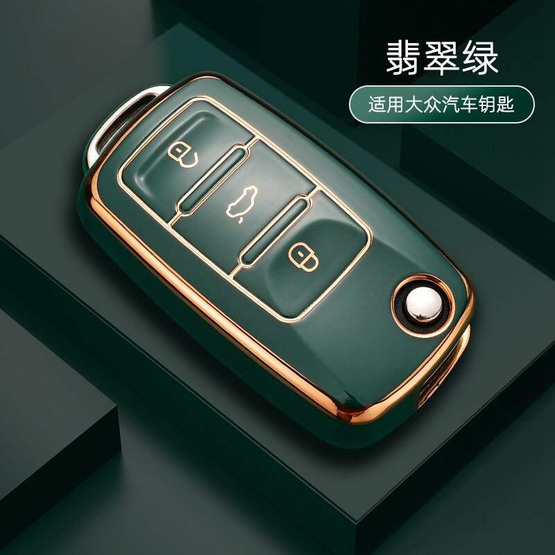 TPU Car Key Case Cover Holder Shell For VW Volkswagen Polo Golf Passat Beetle Caddy Tiguan Skoda Octavia Kodiaq Seat Leon Altea: Dark Green