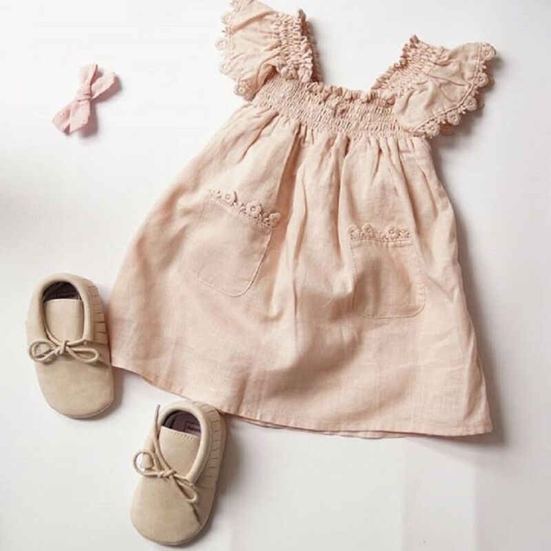 Cute Toddler Kid Baby Girl Clothes Ruffle Sleeve Dress Tutu Short Dress Sundress