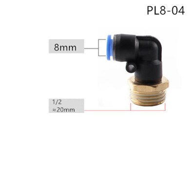 PL Pneumatic connector 4mm-12mm Hose OD 1/8" 1/4" 3/8" 1/2" Male Thread Pneumatic Tube Elbow Connector Tube Air Push In Fitting: PL8-04