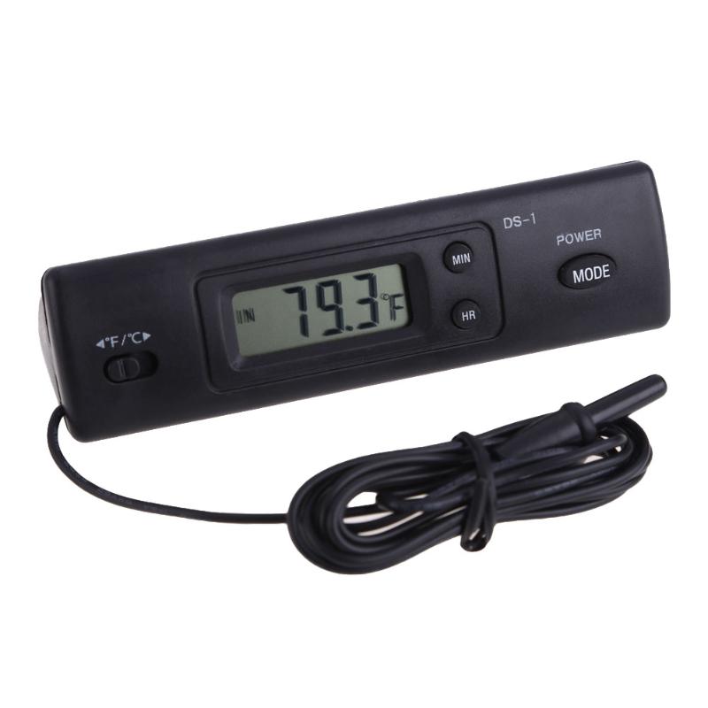 Digital Thermometer Clock Digital Indoor/outdoor two-way temperature Car Home Office Fridge Temperatura Meter Black Mini DS-1