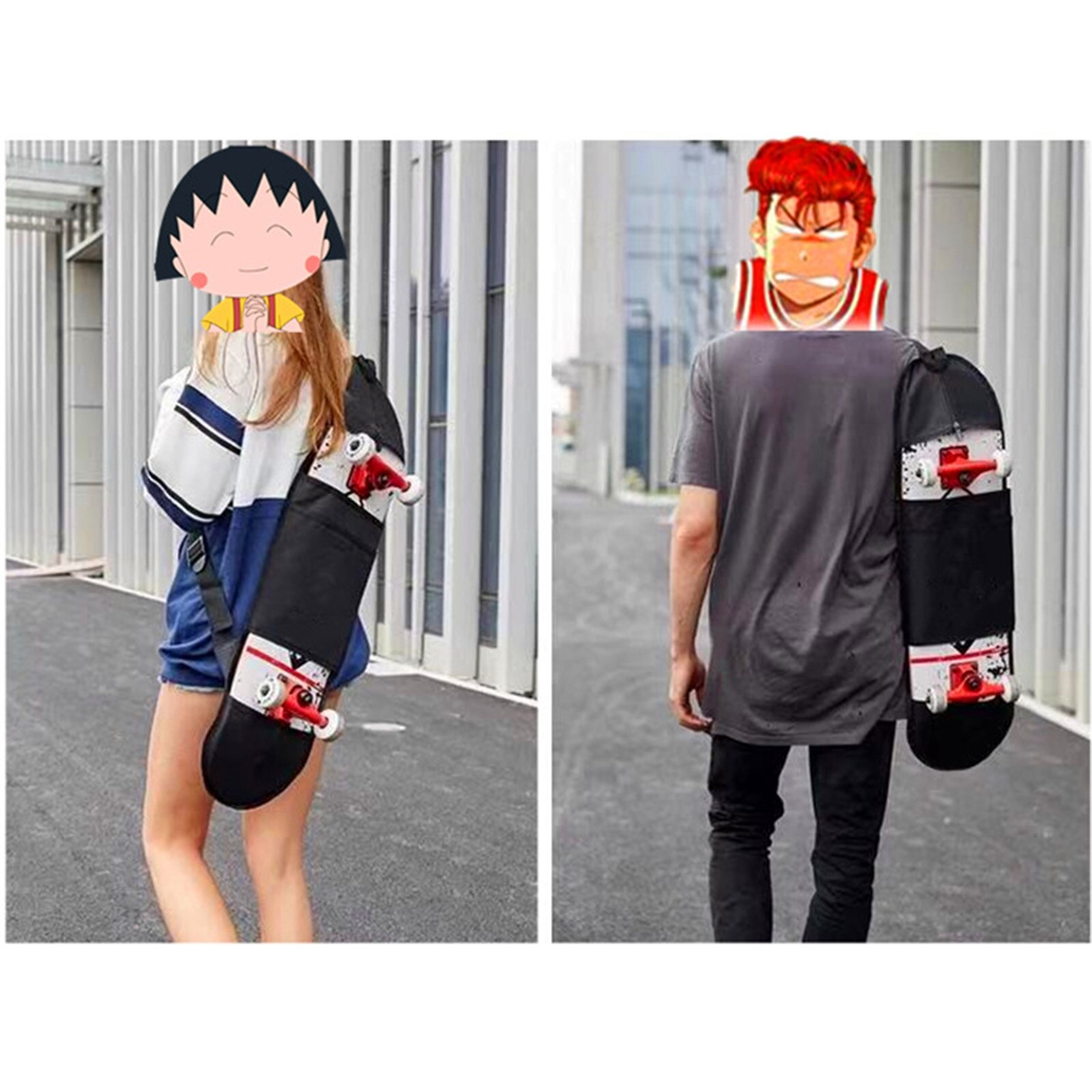 Bolsa de almacenamiento para monopatín multifuncional Unisex, bolso sencillo de Color sólido, multiusos, con cuatro ruedas, bandolera de hombro