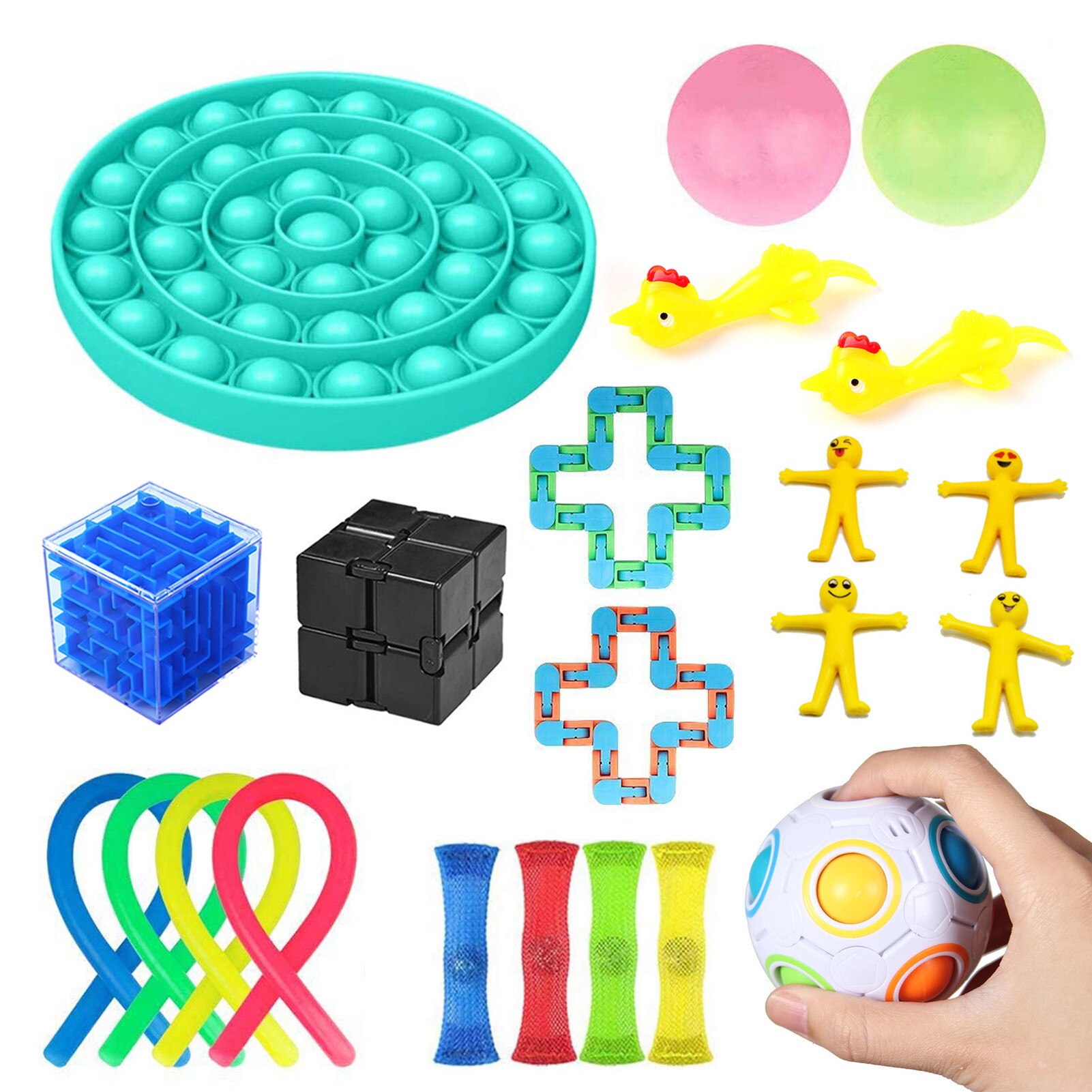 22 pacote de brinquedo sensorial fidget conjunto estresse autismo ansiedade alívio brinquedos para crianças adultos menina crianças sensoriais alívio do estresse brinquedos: E