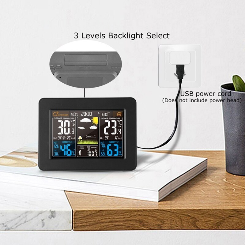 Weather Station Air Pressure Forecast Alarm Indoor Outdoor Thermometer Hygrometer Wireless Multifunction Clock