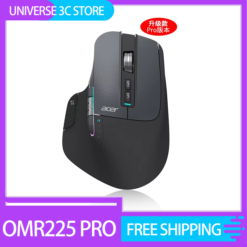 Acer Omr225 Gamer-Maus, 3-Modus, kabellose Bluetooth-Maus, Dual Scroll, ergonomische Maus, individuelle Programmierung, Gaming-Mäuse, Büromaus