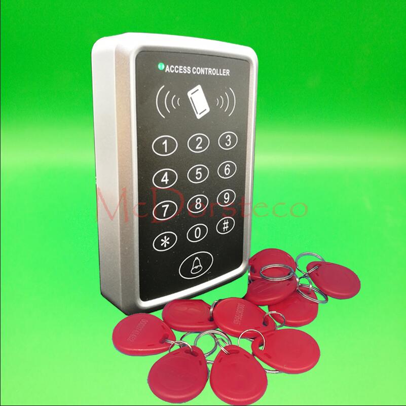 125khz Rfid Access Control Press Keypad RFID Door Access Control System Door Lock Controller Door Locker and Opener: Red keycard