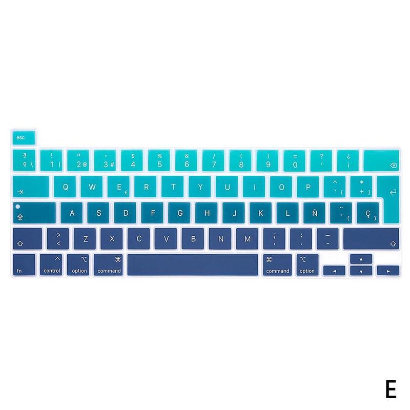 Rainbow Color Silicone Spanish Keyboard Skin Cover For MacBook Pro 16 A2141 M1 Chip A2338/A2251/A2289 +: E