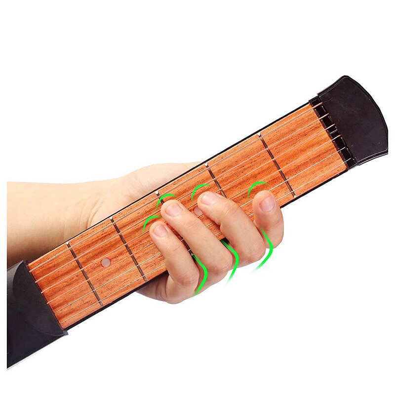 Guitare de poche Portable, modèle frette, pratique du bois, 6 cordes, outil d&#39;entraînement, Gadget pour débutants