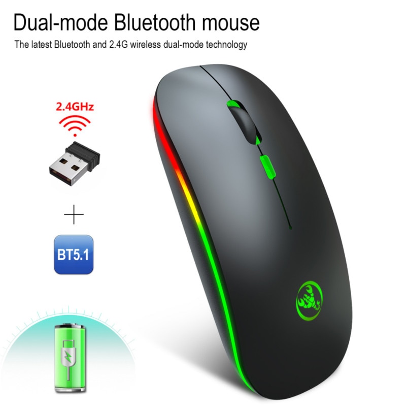 1600 DPI Ad Alta Risoluzione Monitoraggio Accurato T18 Bluetooth 5.1 Dual Mode Opzionale Clicca Silenzio Mouse Senza Fili Del Mouse Silenzioso del Mouse 2.4G