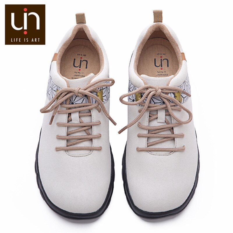 Uin quebec -serien höst/vinterskor för kvinnor/män mikrofiber mocka sneakers breda fötter utomhus casual casual skor lätt: Vit / 39
