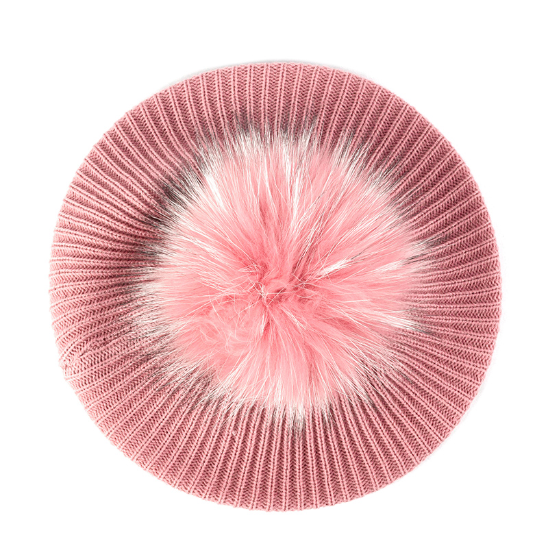 Vrouwen & # 39;s Gebreide Elegante Baretten Zacht Met Echte Pompom Vrouwelijke Kunstenaar Mode Retro Hoeden Dame Effen Kleur Franse Eenvoud Caps: Ivoor
