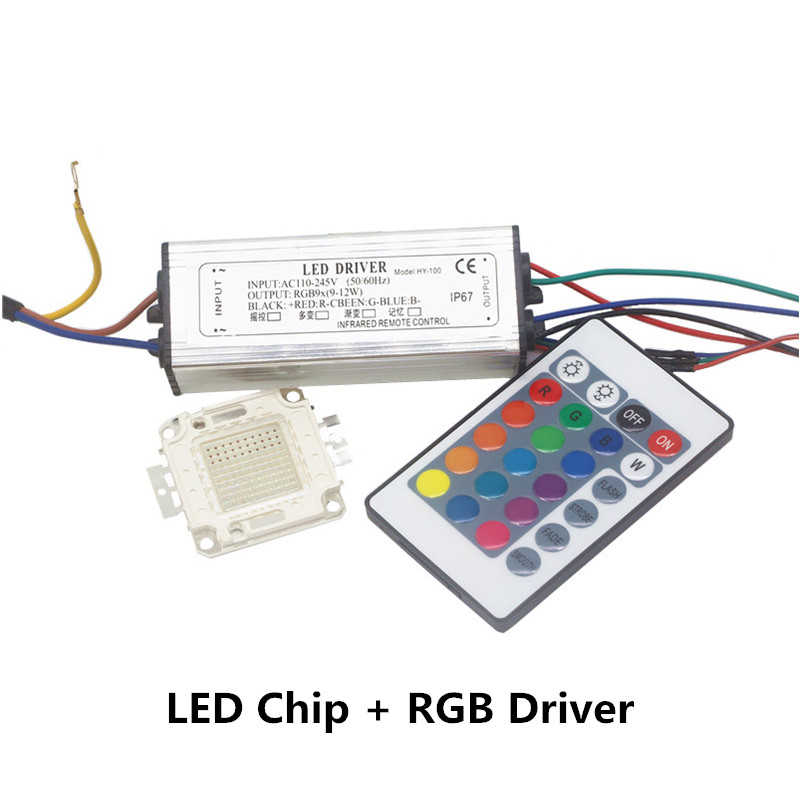RGB LED Chip COB Lamp Bead With RGB Lighting Transformer Drive Power Supply High Power Luminance Safety 10W 20W 30W 50W 100W: 50W / RGB Chip With Driver