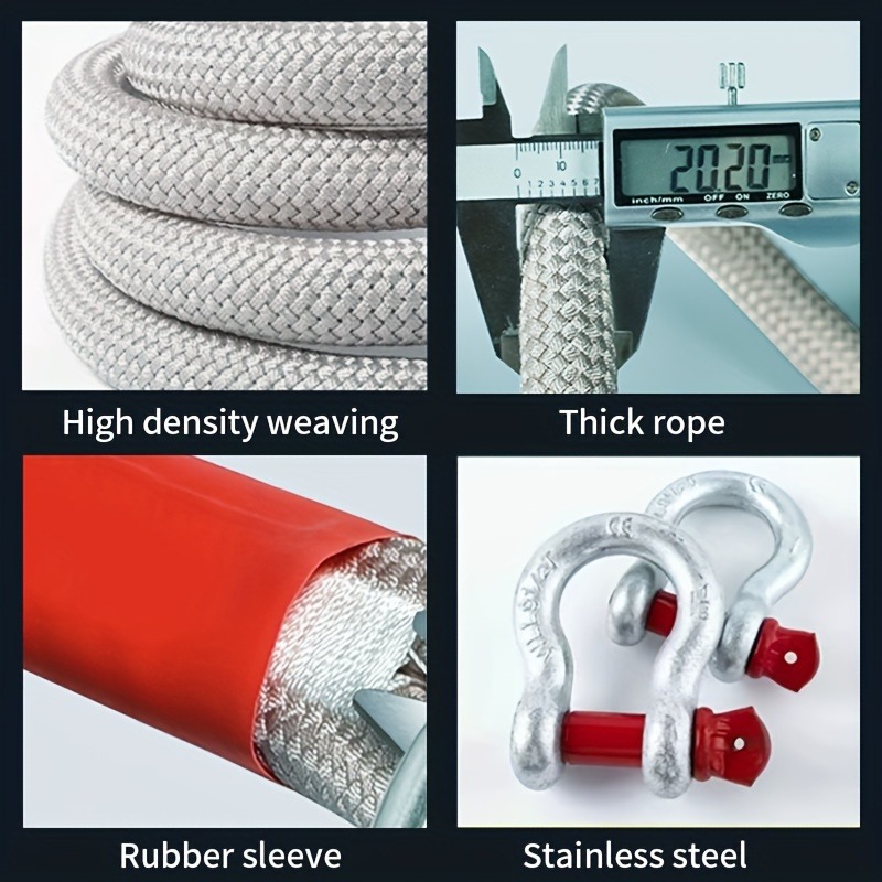 Heavy-Duty 40,000lbs/18T Off-Road & SUV Tow Rope with Reflective Tape and Storage Bag - Durable Nylon Car Rescue Traction Hook