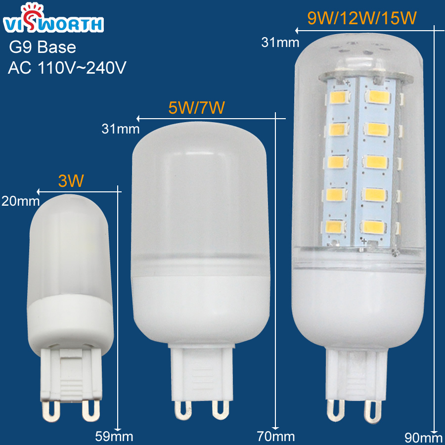 G9 led-lys smd 3014 3w led-pære smd 2835 5w 7w smd 5730 9w 12w 15w led-lampe krystalmajspære 360 graders boligindretningsbelysning