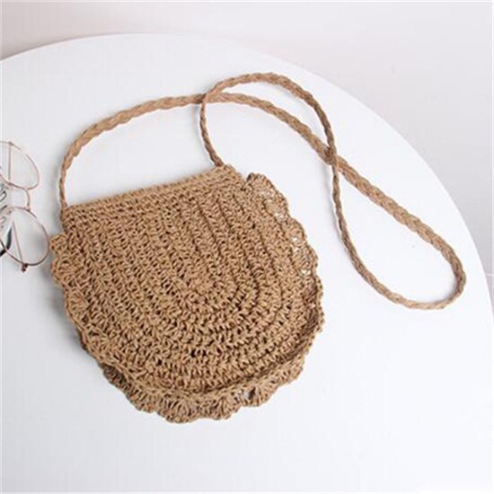 bolsos de paja para mujer, bolso de mimbre de verano hecho a mano, bolsos de playa tejidos, tipo bandolera bolso de hombro, bolso bohemio para chicas, bolso de viaje Bali: Style 4-Khaki