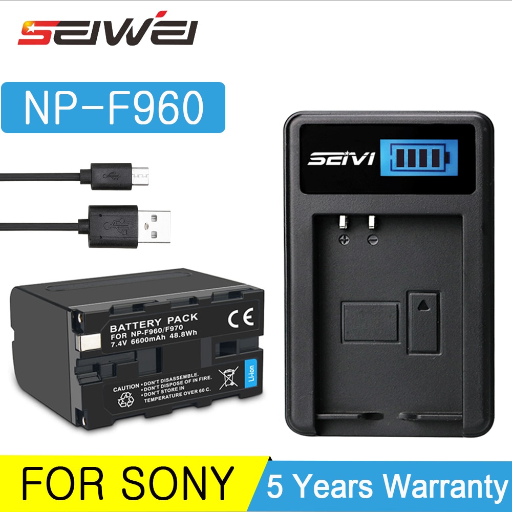 7.4 V 6600 mAh Li-Ion Batterijen Camera Digitale Batterij NP F960 F970 voor Sony NP-F960 NP-F970 + LCD USB Charger voor Sony F550 F770