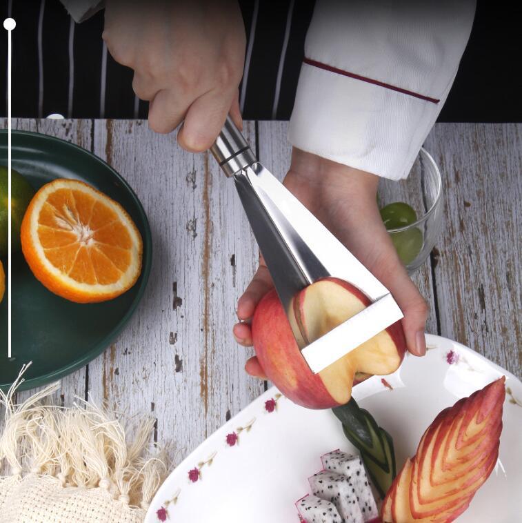 Triangular Fruit Carving Knife Household Stainless Steel Apple Push Knife Chef Fruit Platter Artifact Food Carving Tool