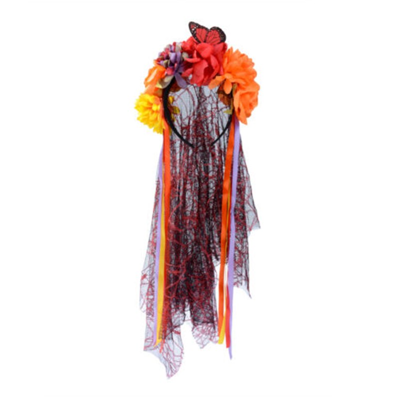 De dødes dag jul rose sort slør med blomster dame fancy dress halloween bryllup død brud pandebånd kostume hovedbeklædning: Stil 2b