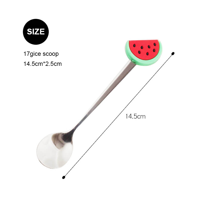 Stainless Steel Fruit Fork Dessert Coffee Spoon Color Fruit Pattern Mixing Scoop Tableware Cutlery Dinnerware Set Kitchen Tool: K