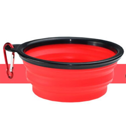 Silicone Collapsible Foldable Dog Bowl Candy Color Outdoor Travel Portable Puppy Food Container Water Feeder Dish Feeding Bowl: Red